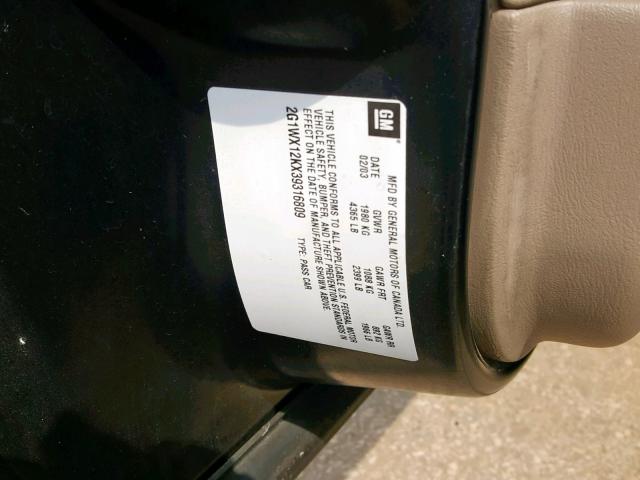 2G1WX12KX39316809 - 2003 CHEVROLET MONTE CARL 黑色 照片 10