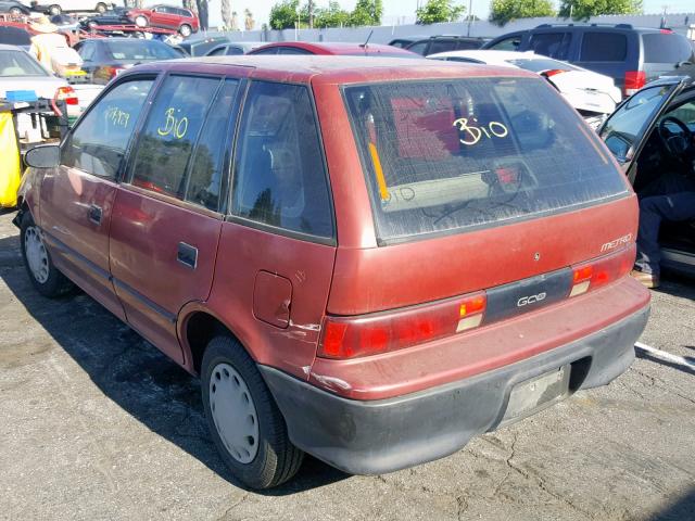 2C1MR6465P6742157 - 1993 GEO METRO BURGUNDY photo 3