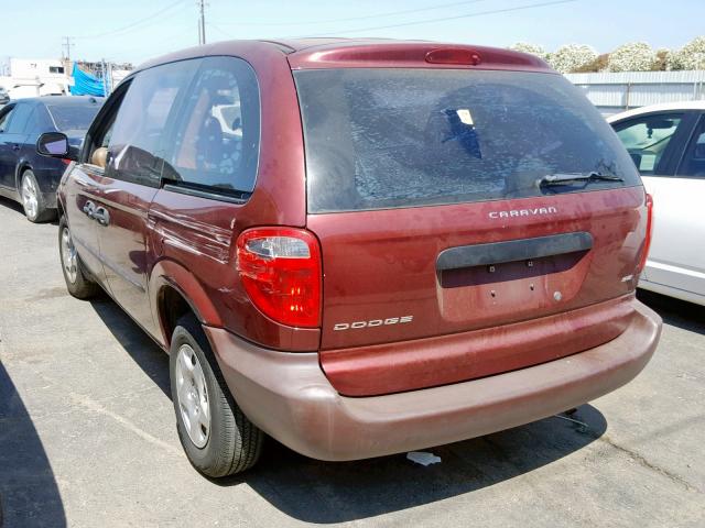 1D4GP25B53B251995 - 2003 DODGE CARAVAN SE BURGUNDY photo 3