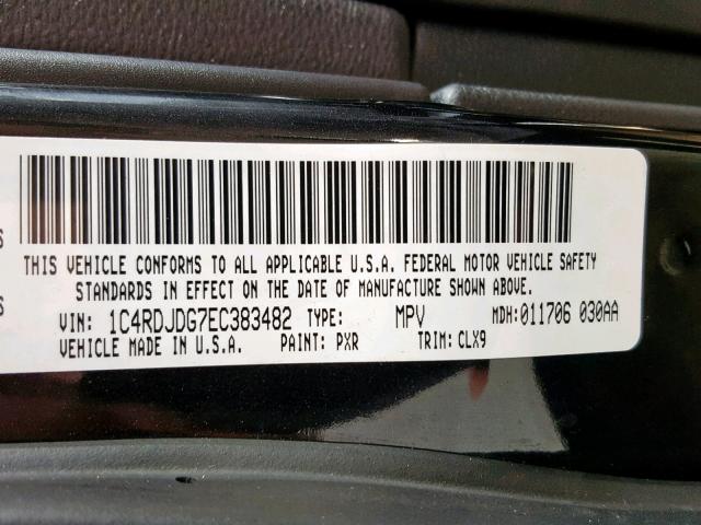 1C4RDJDG7EC383482 - 2014 DODGE DURANGO LI BLACK photo 10