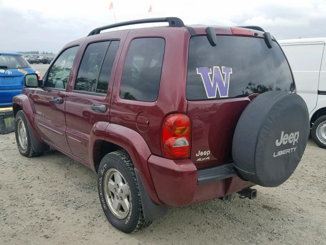 1J4GL58K03W551517 - 2003 JEEP LIBERTY LI MAROON photo 3