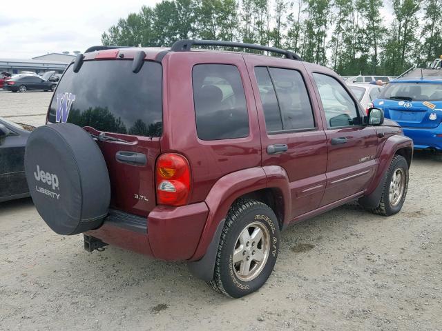 1J4GL58K03W551517 - 2003 JEEP LIBERTY LI MAROON photo 4