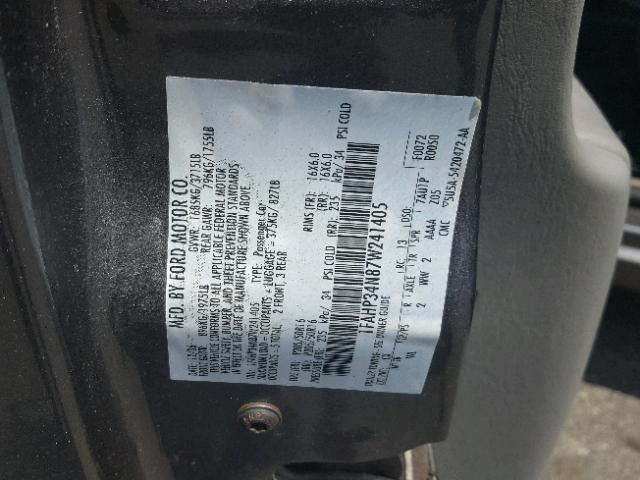 1FAHP34N87W241405 - 2007 FORD FOCUS ZX4 GRAY photo 10