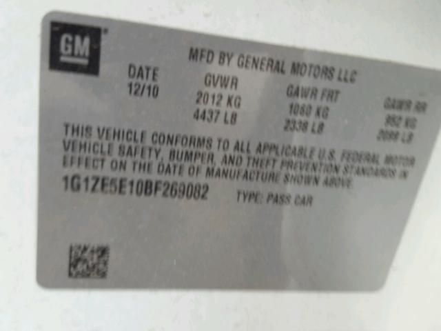 1G1ZE5E10BF269082 - 2011 CHEVROLET MALIBU LTZ თეთრი ფოტო 10