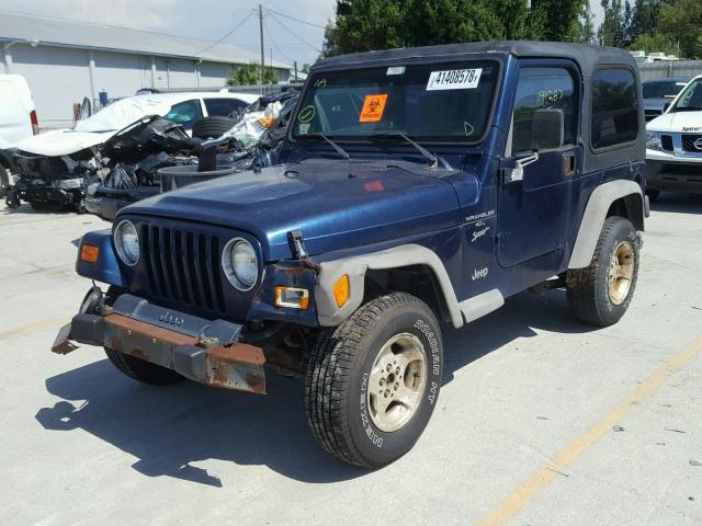 1J4FA49S71P374692 - 2001 JEEP WRANGLER / BLUE photo 2