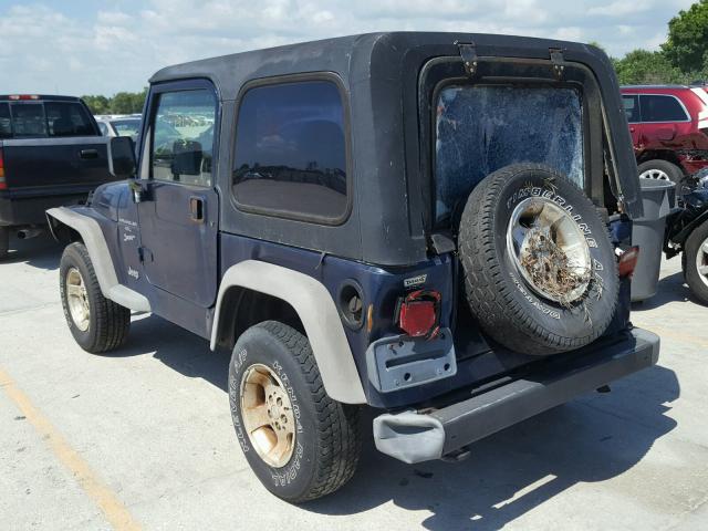 1J4FA49S71P374692 - 2001 JEEP WRANGLER / BLUE photo 3