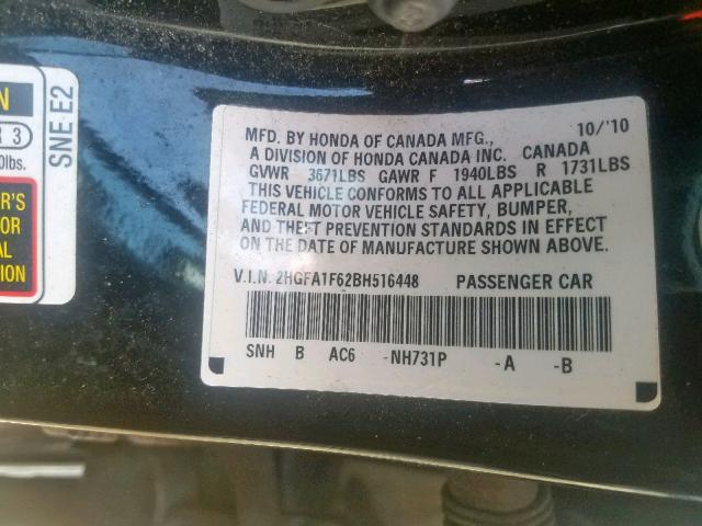 2HGFA1F62BH516448 - 2011 HONDA CIVIC LX-S Qara foto 10