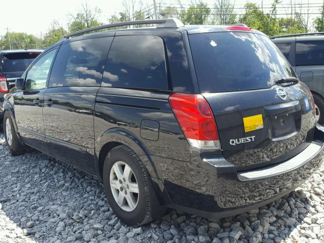 5N1BV28U55N106107 - 2005 NISSAN QUEST S BLACK photo 3