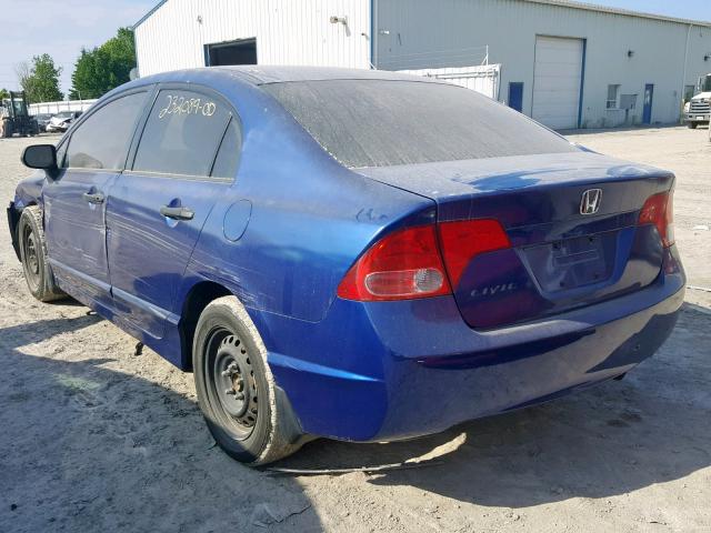 2HGFA16317H030355 - 2007 HONDA CIVIC DX BLUE photo 3