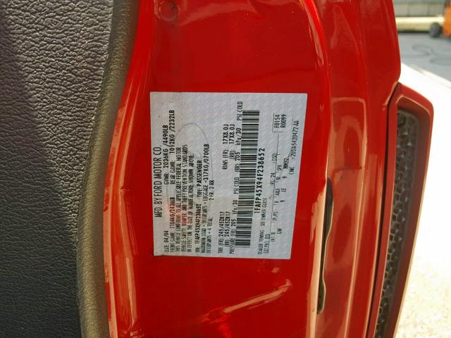 1FAFP45X94F238652 - 2004 FORD MUSTANG GT RED photo 10