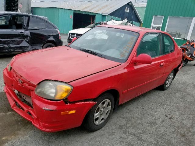 KMHCG35G23U272459 - 2003 HYUNDAI ACCENT BAS RED photo 2