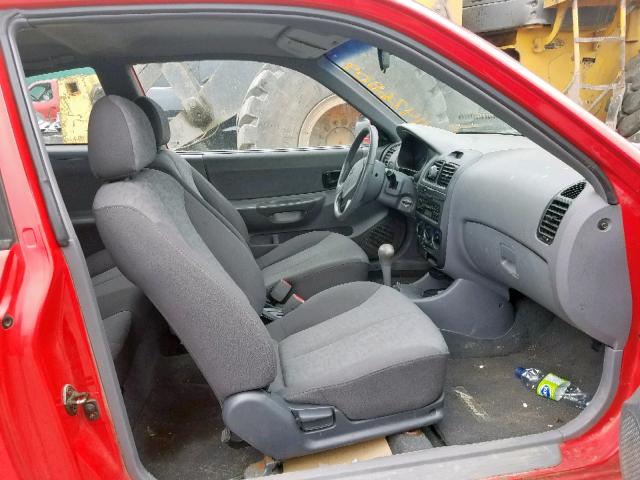 KMHCG35G23U272459 - 2003 HYUNDAI ACCENT BAS RED photo 5