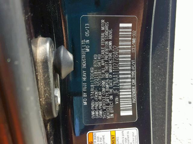 JF1ZNAA11D2728402 - 2013 TOYOTA SCION FR-S BLACK photo 10