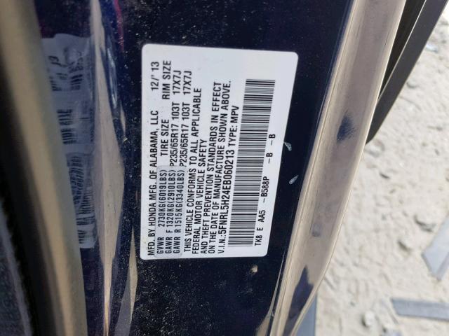 5FNRL5H24EB060213 - 2014 HONDA ODYSSEY LX BLUE photo 10