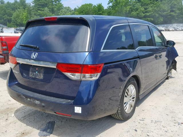 5FNRL5H24EB060213 - 2014 HONDA ODYSSEY LX BLUE photo 4