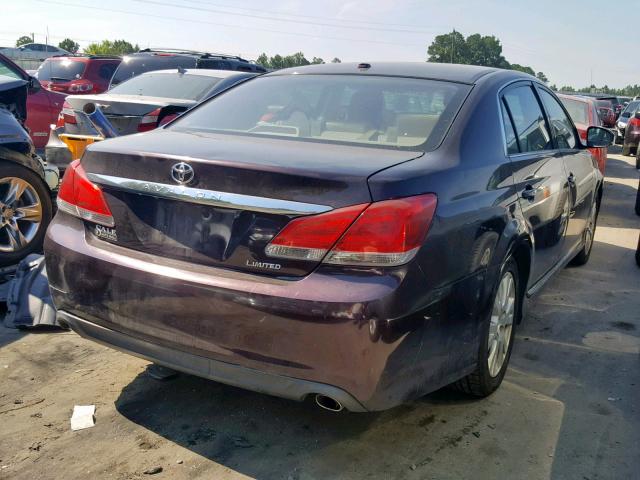 4T1BK3DB1BU388797 - 2011 TOYOTA AVALON BAS PURPLE photo 4