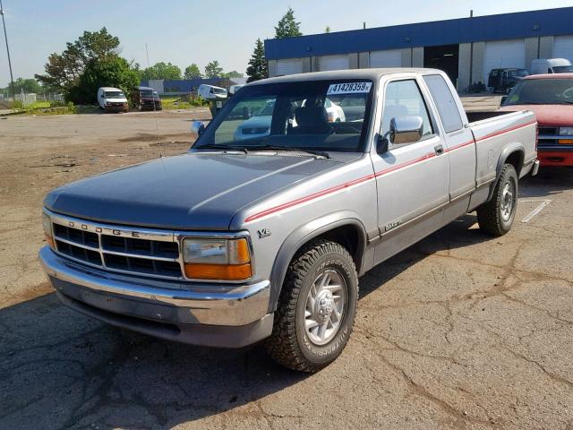 1B7GL23Y9MS283432 - 1991 DODGE DAKOTA SILVER photo 2