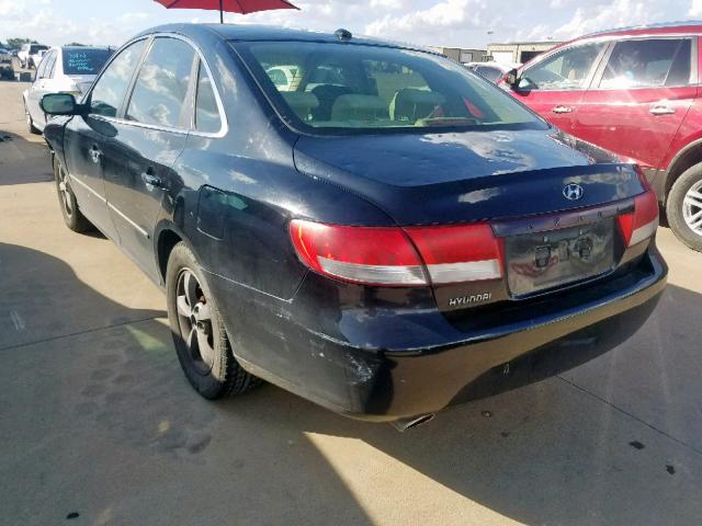 KMHFC46D27A191665 - 2007 HYUNDAI AZERA GLS BLACK photo 3