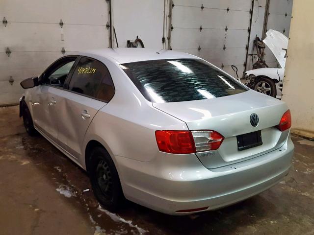 3VW2K7AJ8DM294427 - 2013 VOLKSWAGEN JETTA BASE SILVER photo 3