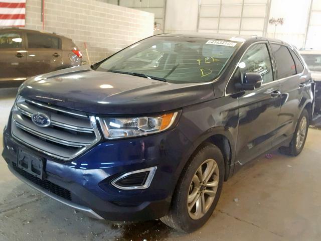 2FMPK4J92GBB57353 - 2016 FORD EDGE SEL BLUE photo 2