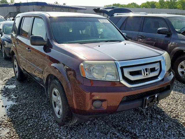 5FNYF3H27AB001688 - 2010 HONDA PILOT LX BURGUNDY photo 1