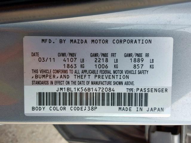 JM1BL1K56B1472084 - 2011 MAZDA 3 S SILVER photo 10