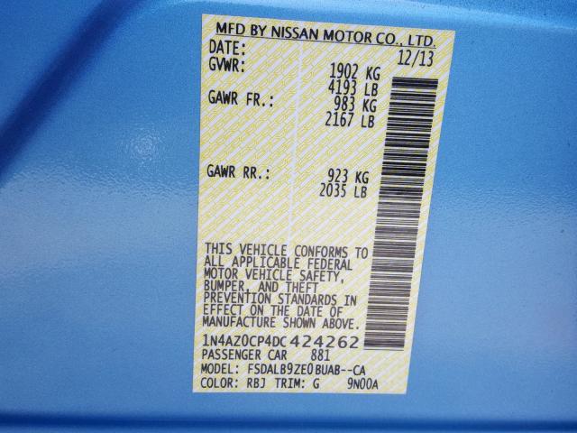 1N4AZ0CP4DC424262 - 2013 NISSAN LEAF S BLUE photo 10