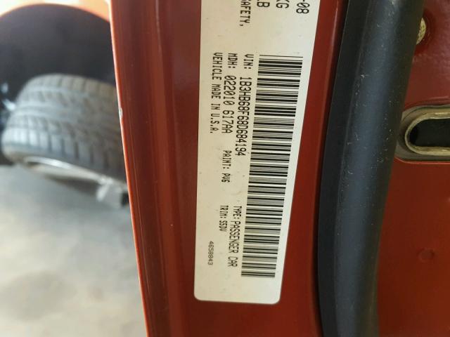 1B3HB68F68D684194 - 2008 DODGE CALIBER SR TAN photo 10