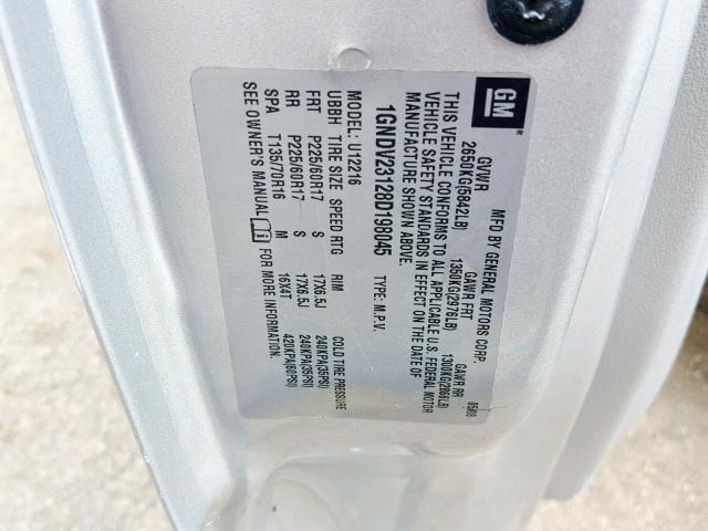 1GNDV23128D198045 - 2008 CHEVROLET UPLANDER L 银色 照片 10