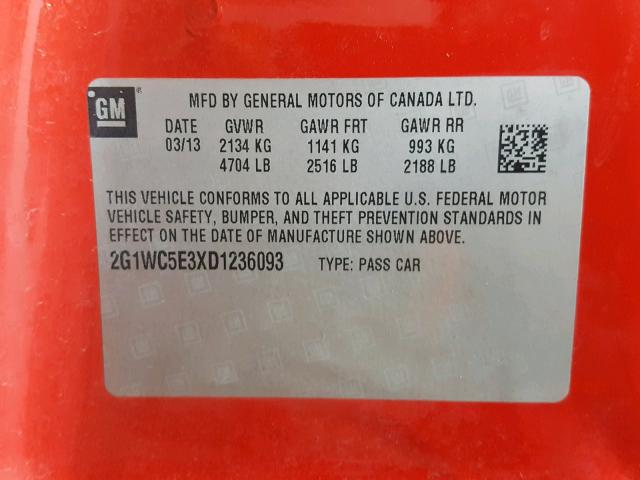 2G1WC5E3XD1236093 - 2013 CHEVROLET IMPALA LTZ RED photo 10