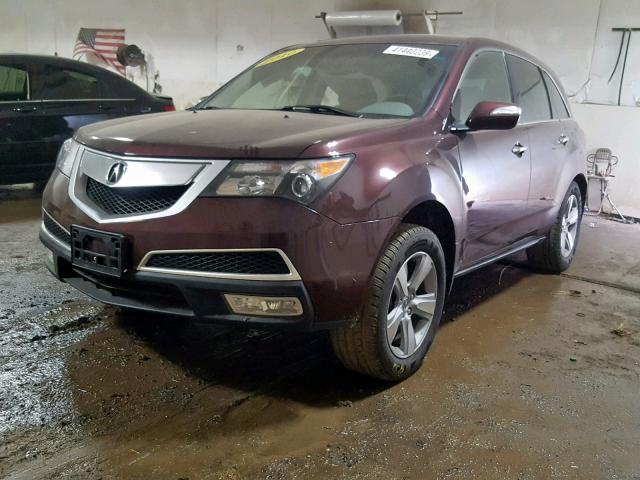 2HNYD2H23AH502257 - 2010 ACURA MDX MAROON photo 2