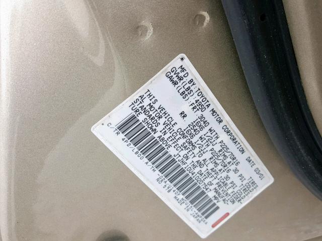 JTJHF10U410207547 - 2001 LEXUS RX 300 GOLD photo 10