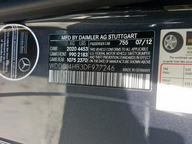 WDDGJ4HB3DF977246 - 2013 MERCEDES-BENZ C 250 GRAY photo 10