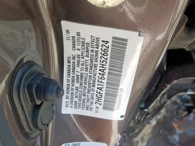 2HGFA1F64AH526624 - 2010 HONDA CIVIC LX-S Boz foto 10