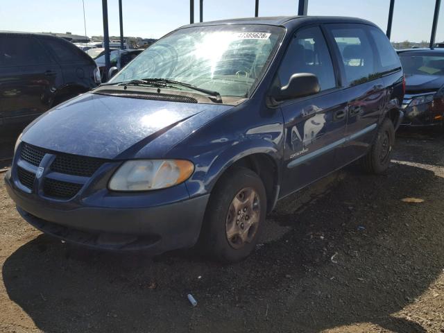 1B4GP25331B198116 - 2001 DODGE CARAVAN SE BLUE photo 2