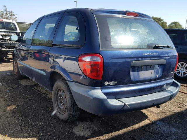 1B4GP25331B198116 - 2001 DODGE CARAVAN SE BLUE photo 3