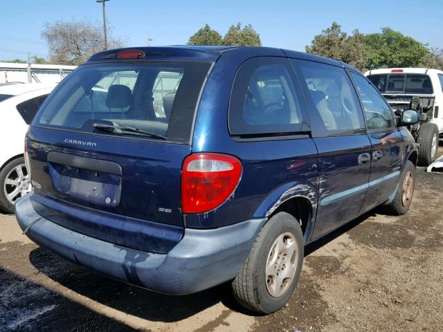 1B4GP25331B198116 - 2001 DODGE CARAVAN SE BLUE photo 4