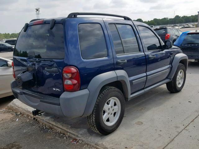 1J4GL48K45W540856 - 2005 JEEP LIBERTY SP BLUE photo 4