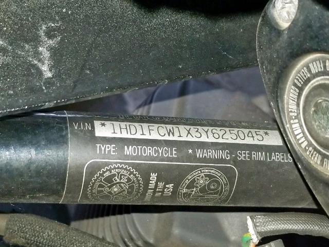 1HD1FCW1X3Y625045 - 2003 HARLEY-DAVIDSON FLHTCUI BLACK photo 10