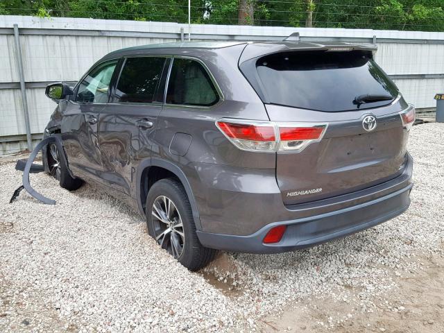 5TDKKRFH0GS131165 - 2016 TOYOTA HIGHLANDER GRAY photo 3