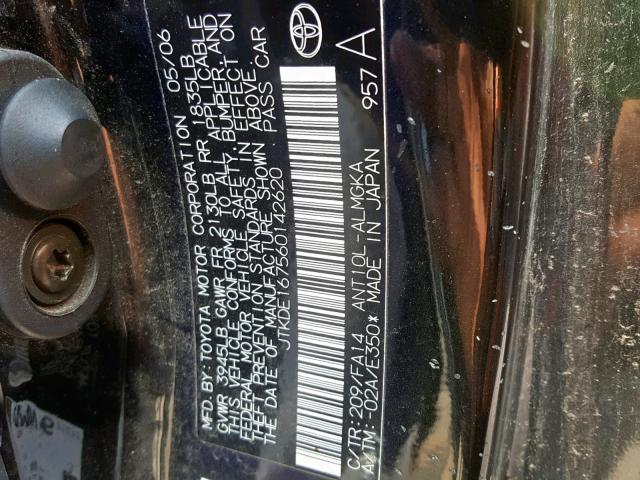 JTKDE167560142620 - 2006 TOYOTA SCION TC შავი ფოტო 10