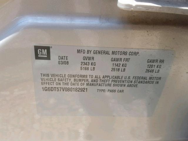 1G6DT57V080182921 - 2008 CADILLAC CTS HI FEA GOLD photo 10