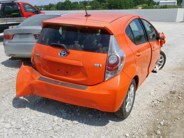 JTDKDTB37C1008567 - 2012 TOYOTA PRIUS C ORANGE photo 4