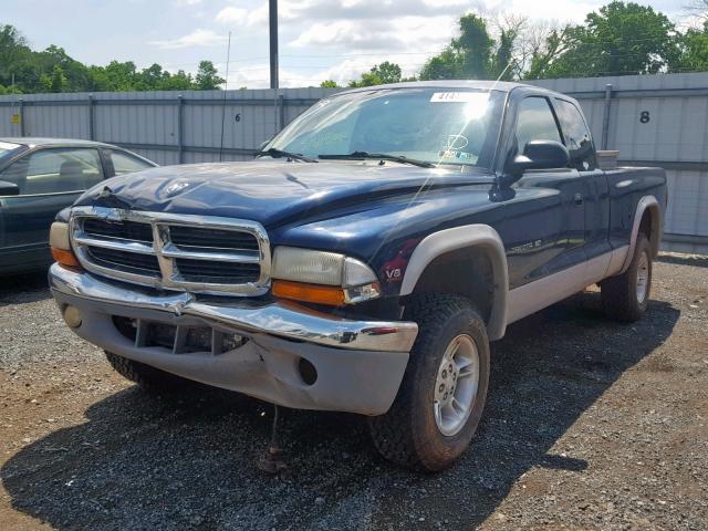 1B7GG22N1YS649983 - 2000 DODGE DAKOTA BLUE photo 2