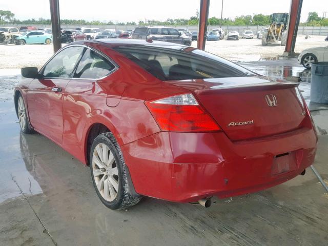 1HGCS21809A002637 - 2009 HONDA ACCORD EXL RED photo 3