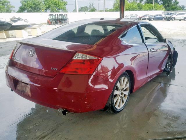 1HGCS21809A002637 - 2009 HONDA ACCORD EXL RED photo 4