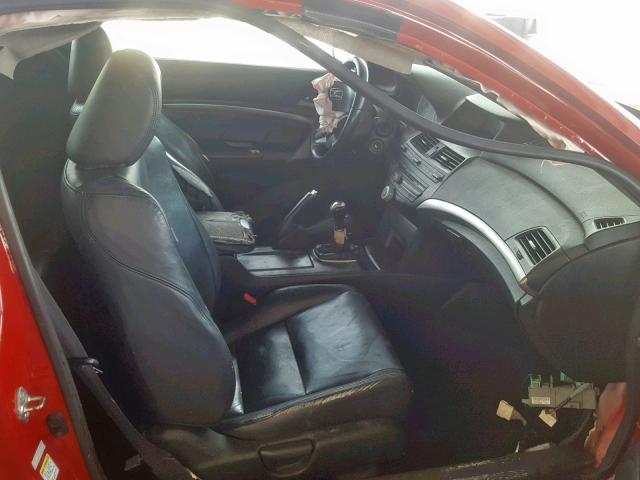 1HGCS21809A002637 - 2009 HONDA ACCORD EXL RED photo 5