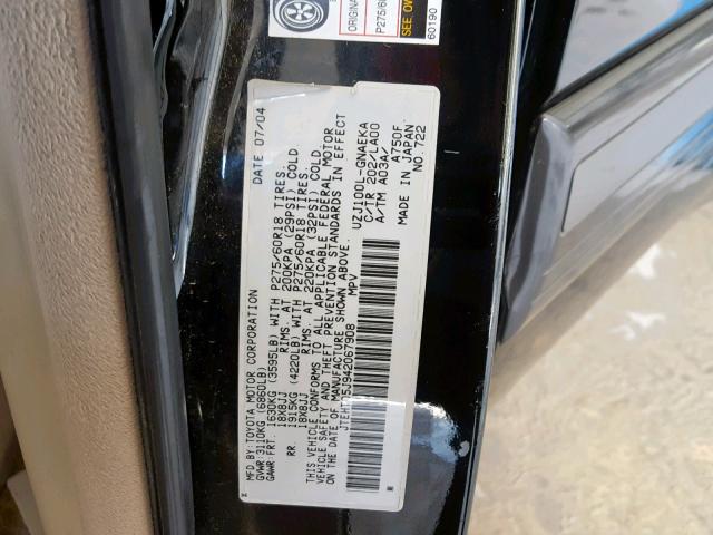 JTEHT05J942067908 - 2004 TOYOTA LAND CRUIS BLACK photo 10