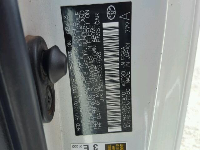 JTKJF5C71E3077693 - 2014 TOYOTA SCION TC თეთრი ფოტო 10