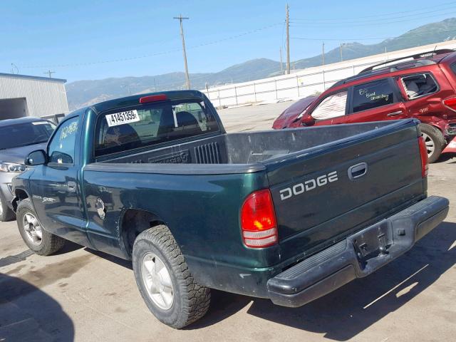 1B7FL26P3XS238599 - 1999 DODGE DAKOTA GREEN photo 3